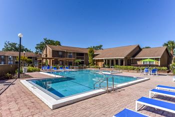 Outdoor pool with sundeck